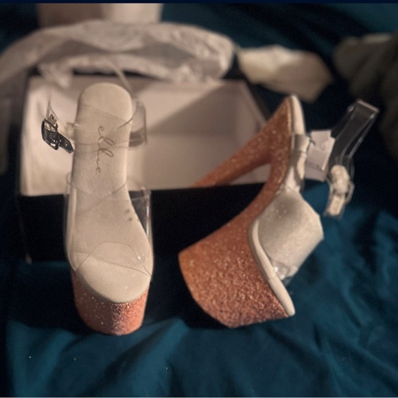 Elles sparkley peach dancer/stripper stilettos - Picture 6 of 7